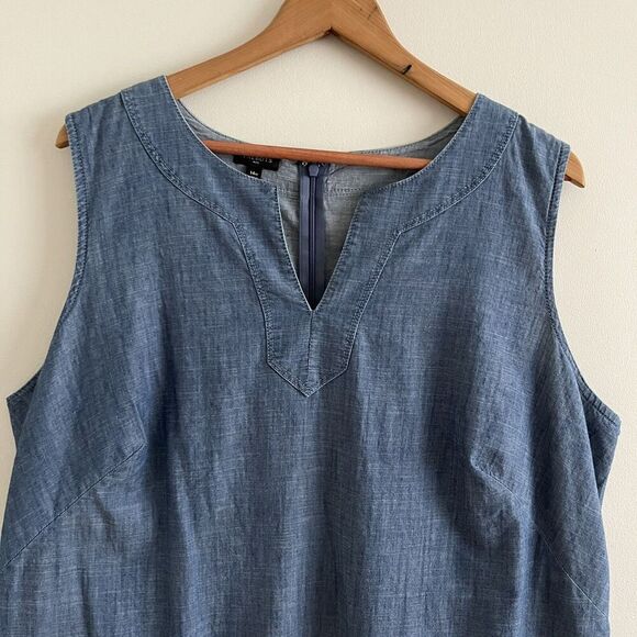 Talbots Chambray Midi Dress Size 14W Shift Coastal Relaxed Capsule Beachy - Picture 9 of 12